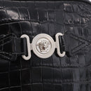 VERSACE Shoulder Bag Leather Black Silver Auth BA13966V-17
