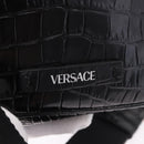VERSACE Shoulder Bag Leather Black Silver Auth BA13966V-18