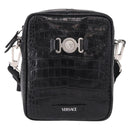 VERSACE Shoulder Bag Leather Black Silver Auth BA13966V-13