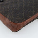 GUCCI GG Canvas Horsebit Shoulder Bag Dark Brown Black 101975 Auth BA13967A-16