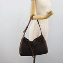 GUCCI GG Canvas Horsebit Shoulder Bag Dark Brown Black 101975 Auth BA13967A-21