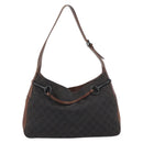 GUCCI GG Canvas Horsebit Shoulder Bag Dark Brown Black 101975 Auth BA13967A-2