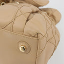 Christian Dior Chain Drawstring Bag Leather Beige Gold Auth BA13968A-9