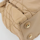 Christian Dior Chain Drawstring Bag Leather Beige Gold Auth BA13968A-16