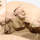 Christian Dior Chain Drawstring Bag Leather Beige Gold Auth BA13968A-18