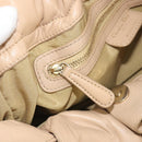 Christian Dior Chain Drawstring Bag Leather Beige Gold Auth BA13968A-20