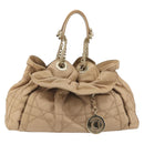 Christian Dior Chain Drawstring Bag Leather Beige Gold Auth BA13968A-13