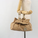 Christian Dior Chain Drawstring Bag Leather Beige Gold Auth BA13968A-22