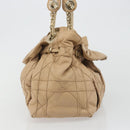 Christian Dior Chain Drawstring Bag Leather Beige Gold Auth BA13968A-4