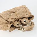Christian Dior Chain Drawstring Bag Leather Beige Gold Auth BA13968A-6