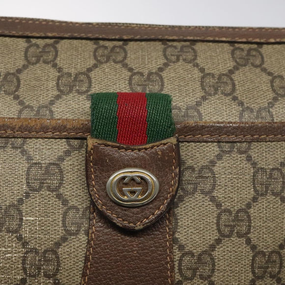 GUCCI GG Supreme Web Sherry Line Bag PVC Beige Gold 89 02 032 Auth BA1397
