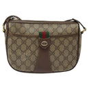 GUCCI GG Supreme Web Sherry Line Bag PVC Beige Gold 89 02 032 Auth BA1397-13
