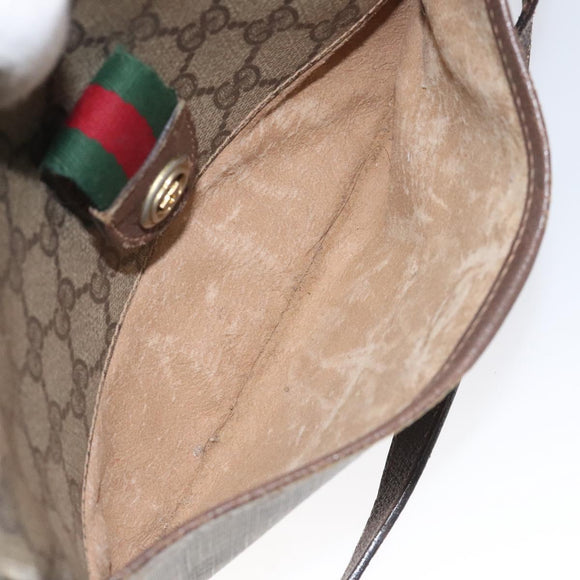 GUCCI GG Supreme Web Sherry Line Bag PVC Beige Gold 89 02 032 Auth BA1397