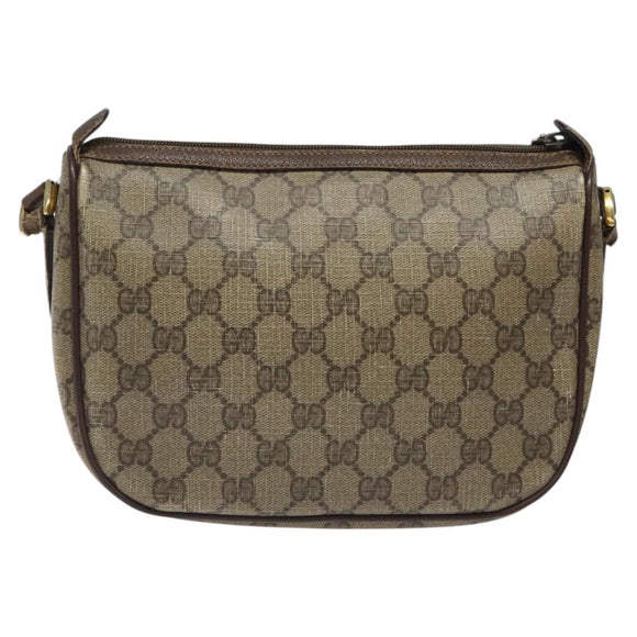 GUCCI GG Supreme Web Sherry Line Bag PVC Beige Gold 89 02 032 Auth BA1397