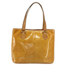 LOUIS VUITTON Monogram Vernis Houston Hand Bag Beige M91004 LV Auth BA13970-2