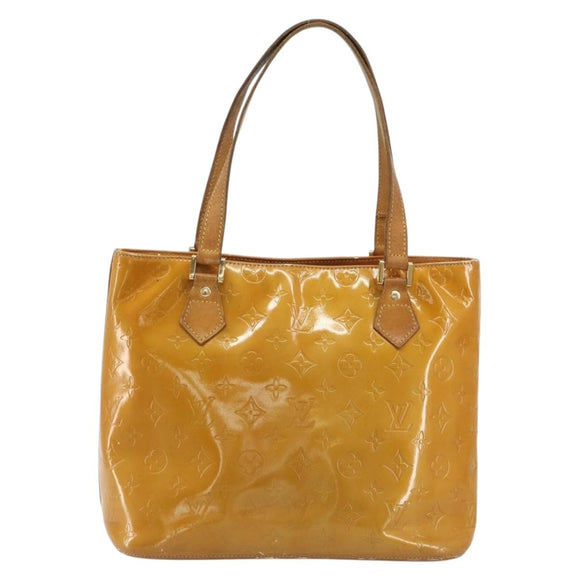 LOUIS VUITTON Monogram Vernis Houston Hand Bag Beige M91004 LV Auth BA13970