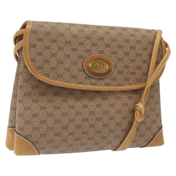 GUCCI Micro GG Supreme Shoulder Bag Beige Gold 007 92 5548 Auth BA1398