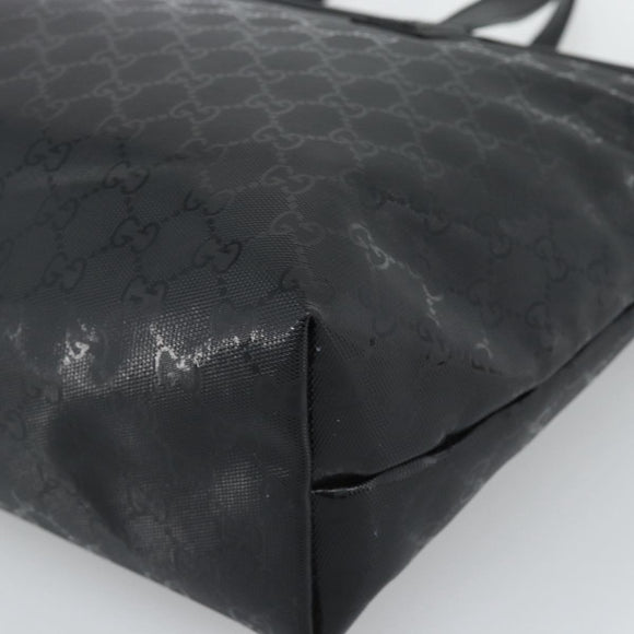 GUCCI GG implementation Tote Bag PVC Leather Black 211137 Auth BA13986A