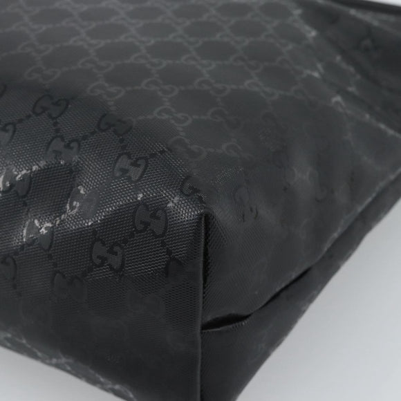 GUCCI GG implementation Tote Bag PVC Leather Black 211137 Auth BA13986A