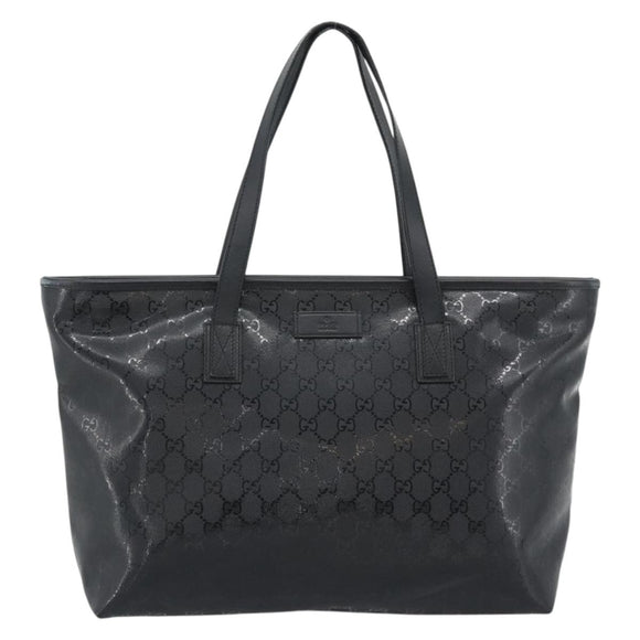 GUCCI GG implementation Tote Bag PVC Leather Black 211137 Auth BA13986A
