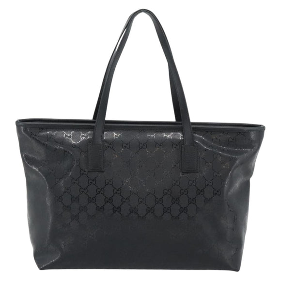 GUCCI GG implementation Tote Bag PVC Leather Black 211137 Auth BA13986A