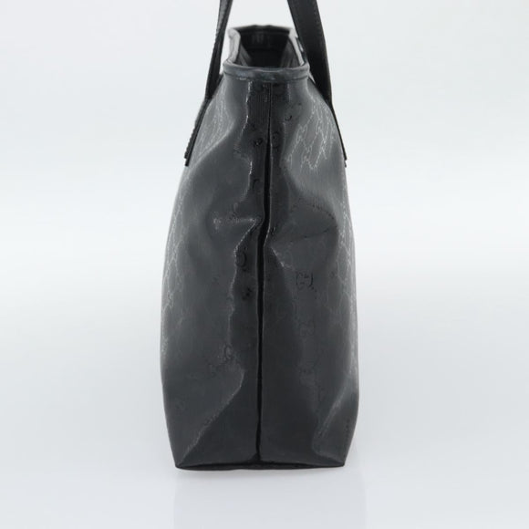 GUCCI GG implementation Tote Bag PVC Leather Black 211137 Auth BA13986A