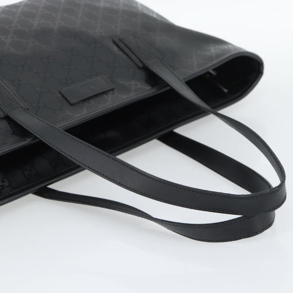 GUCCI GG implementation Tote Bag PVC Leather Black 211137 Auth BA13986A