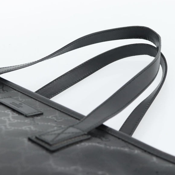 GUCCI GG implementation Tote Bag PVC Leather Black 211137 Auth BA13986A