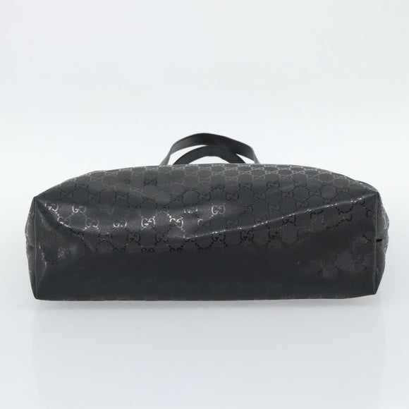 GUCCI GG implementation Tote Bag PVC Leather Black 211137 Auth BA13986A