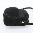 Salvatore Ferragamo Vala Shoulder Bag Suede Black Gold Auth BA13991-4