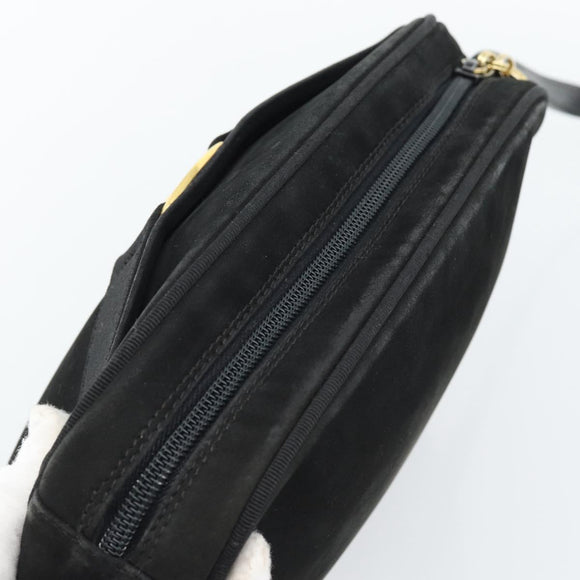 Salvatore Ferragamo Vala Shoulder Bag Suede Black Gold Auth BA13991