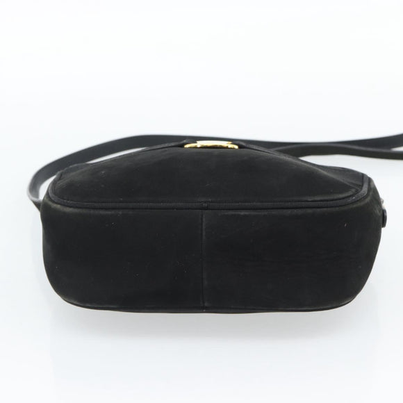 Salvatore Ferragamo Vala Shoulder Bag Suede Black Gold Auth BA13991