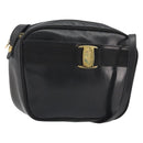 Salvatore Ferragamo Vala Shoulder Bag Leather Black Gold Auth BA13992-1