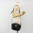 Salvatore Ferragamo Vala Shoulder Bag Leather Black Gold Auth BA13992-23