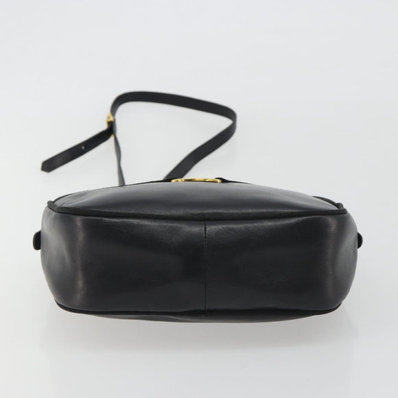 Salvatore Ferragamo Vala Shoulder Bag Leather Black Gold Auth BA13992