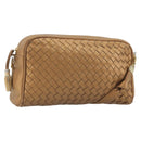 BOTTEGA VENETA INTRECCIATO Shoulder Bag Leather Bronze Gold Auth BA13993-1