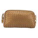 BOTTEGA VENETA INTRECCIATO Shoulder Bag Leather Bronze Gold Auth BA13993-13
