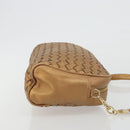 BOTTEGA VENETA INTRECCIATO Shoulder Bag Leather Bronze Gold Auth BA13993-3