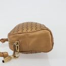 BOTTEGA VENETA INTRECCIATO Shoulder Bag Leather Bronze Gold Auth BA13993-4