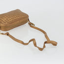 BOTTEGA VENETA INTRECCIATO Shoulder Bag Leather Bronze Gold Auth BA13993-7