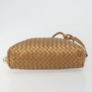 BOTTEGA VENETA INTRECCIATO Shoulder Bag Leather Bronze Gold Auth BA13993-5
