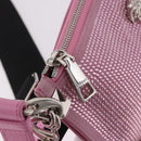 VERSACE Shoulder Bag Leather Pink Silver Auth BA13994A-10
