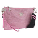 VERSACE Shoulder Bag Leather Pink Silver Auth BA13994A-1