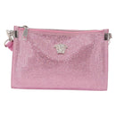 VERSACE Shoulder Bag Leather Pink Silver Auth BA13994A-13