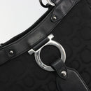 Salvatore Ferragamo Gancini Tote Bag Canvas Black Silver Auth BA13998-17