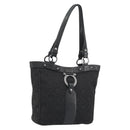 Salvatore Ferragamo Gancini Tote Bag Canvas Black Silver Auth BA13998-1