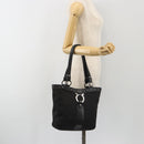 Salvatore Ferragamo Gancini Tote Bag Canvas Black Silver Auth BA13998-22