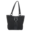 Salvatore Ferragamo Gancini Tote Bag Canvas Black Silver Auth BA13998-13