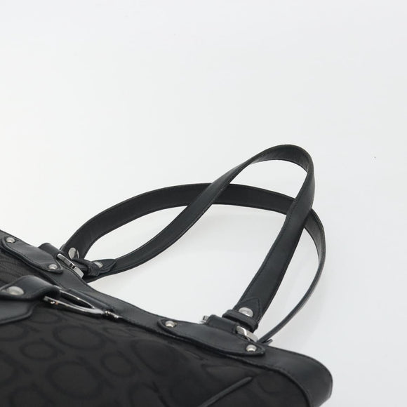Salvatore Ferragamo Gancini Tote Bag Canvas Black Silver Auth BA13998
