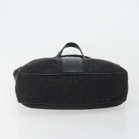 Salvatore Ferragamo Gancini Tote Bag Canvas Black Silver Auth BA13998